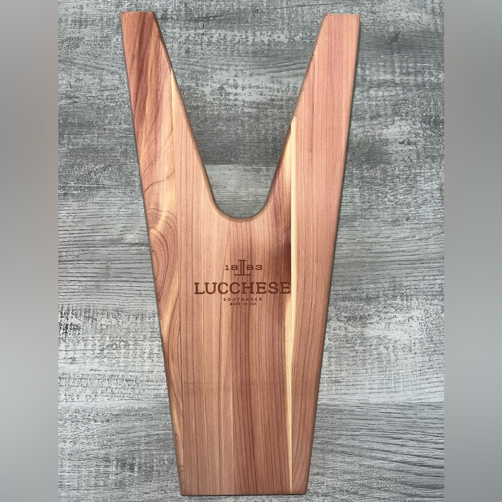 Lucchese Cedar Boot Jack, ***Some wording very slightly off center***